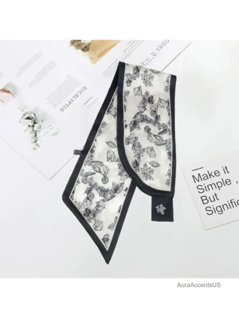 Silk Feeling Polyester Scarf with Floral Pattern